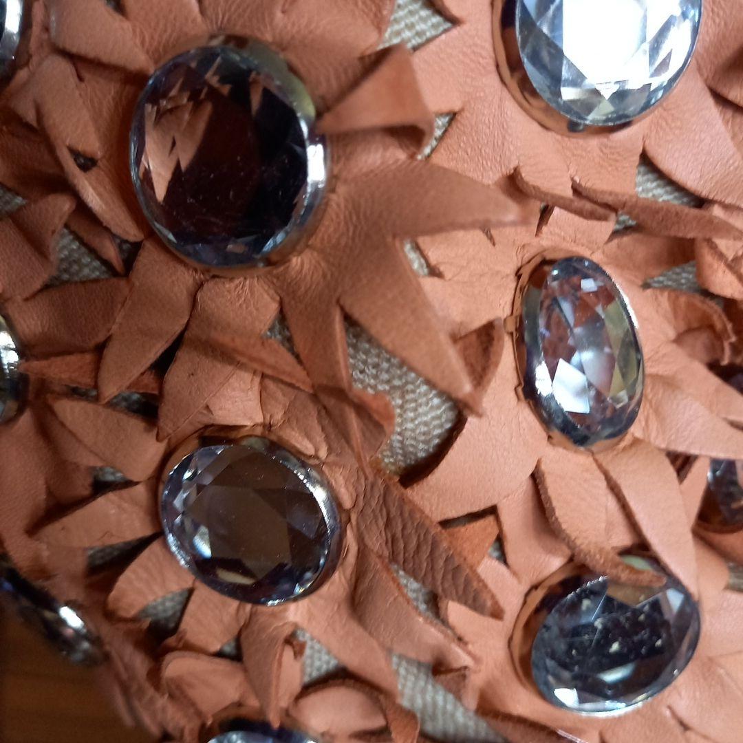 ソニアリキエル　オレンジクリスタル装飾パーティーバッグ　35×18×8cm