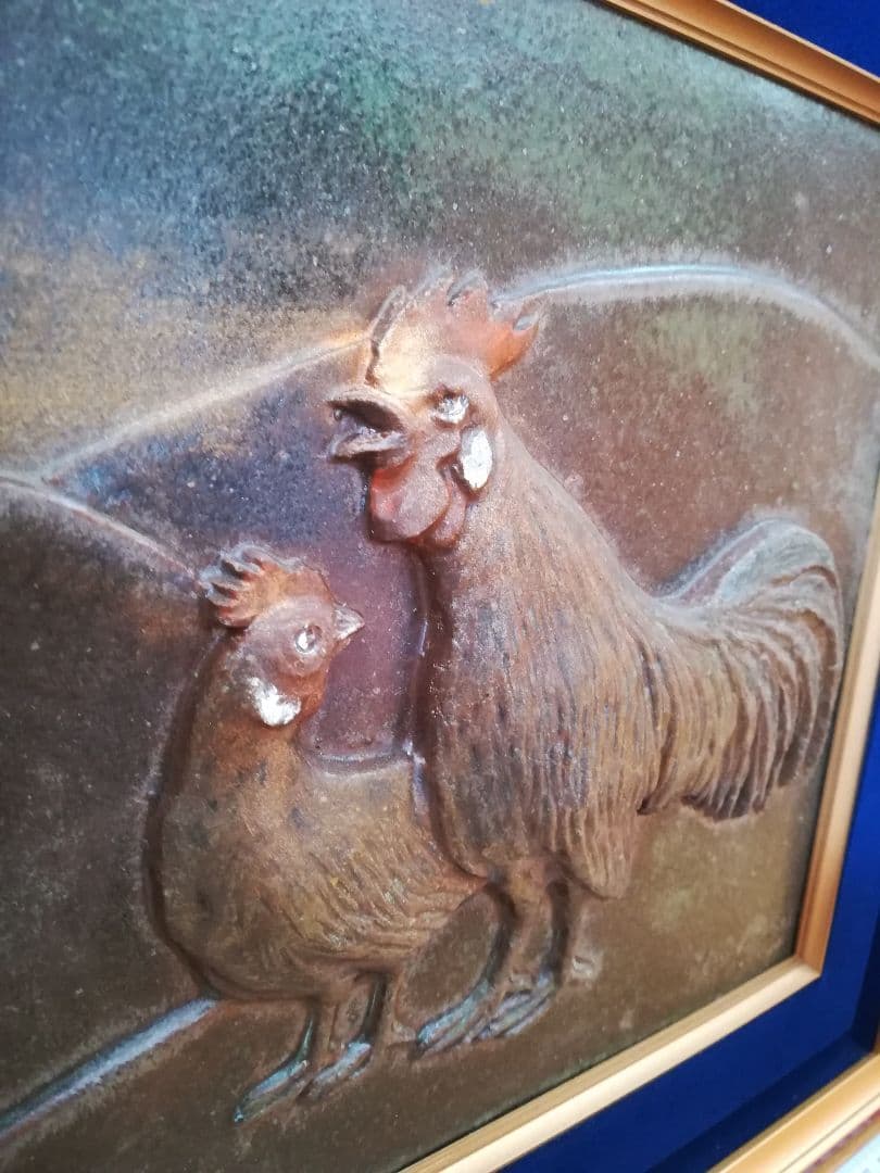 ✨鋳鉄製の鶏親子アートフレーム