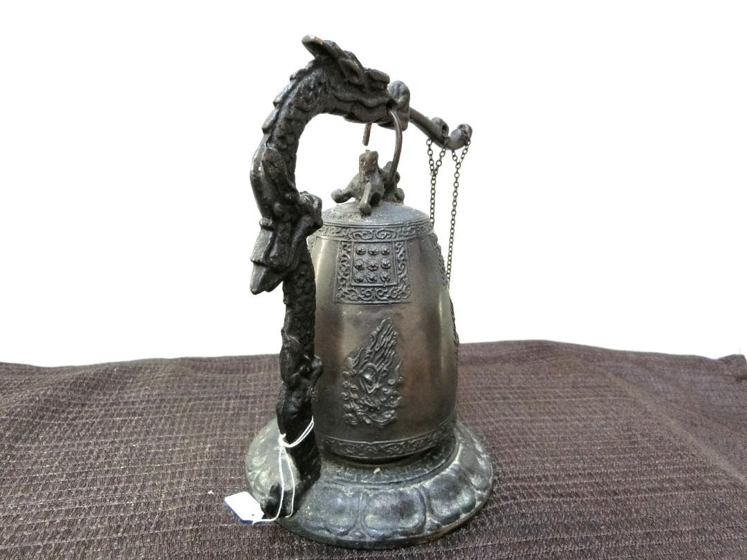 小振りで希少！【茶道具　喚鐘　合図鐘青銅　吊り鐘・E14】★インテリア　美術工芸