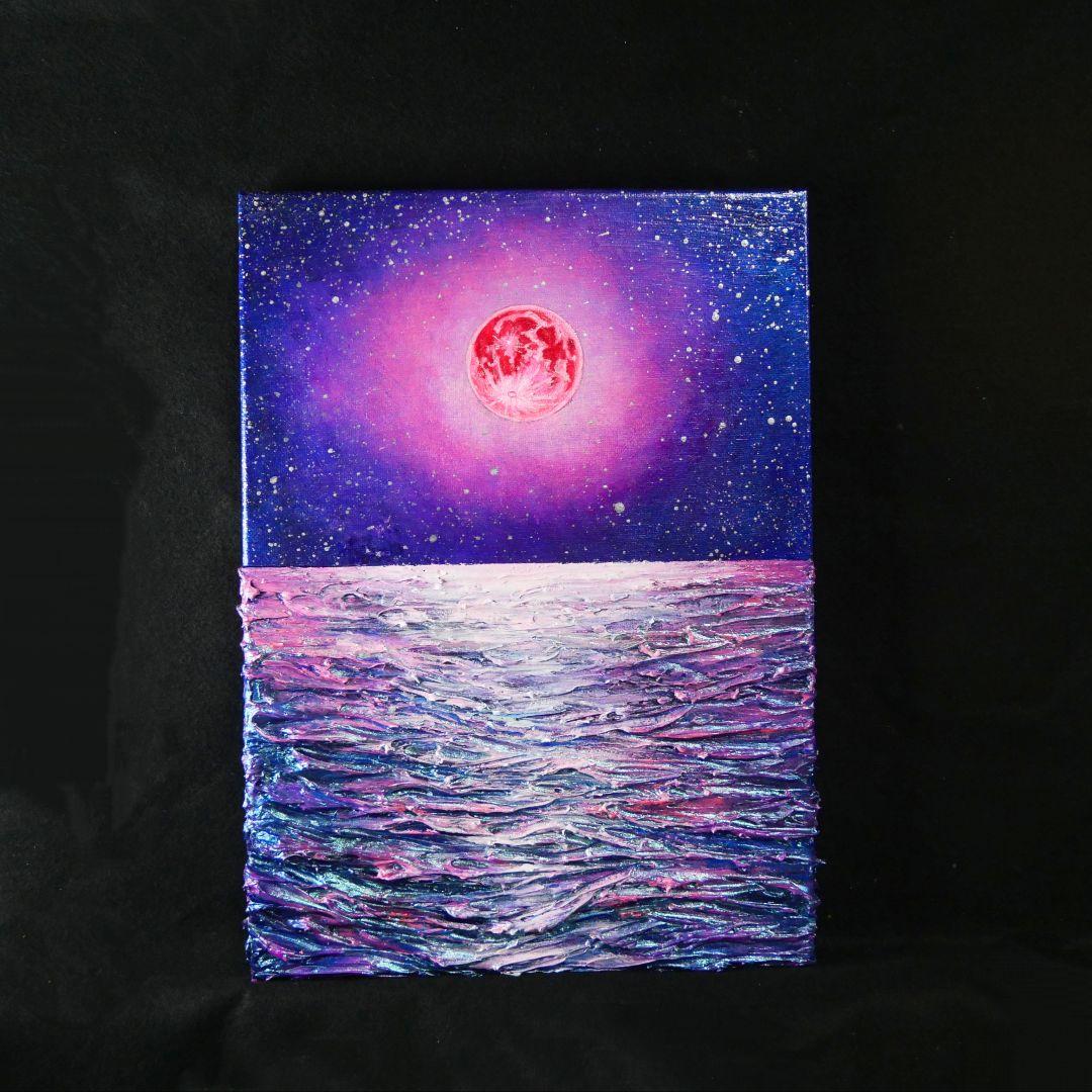 油絵 油彩 油彩画 絵 絵画 【ストロベリームーン】F4号