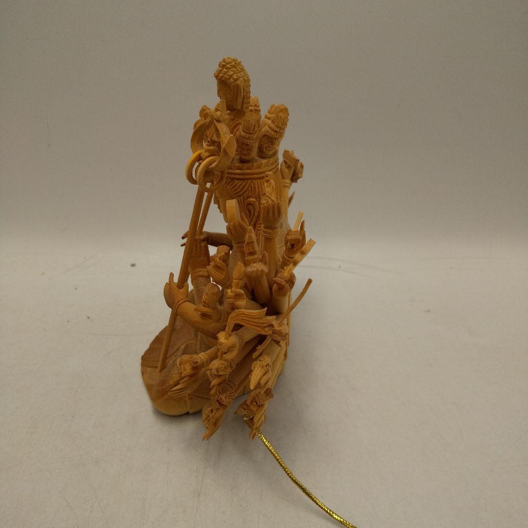 木彫　木製　千手観音　八角台座　置物　オブジェ　アンティーク　美術品