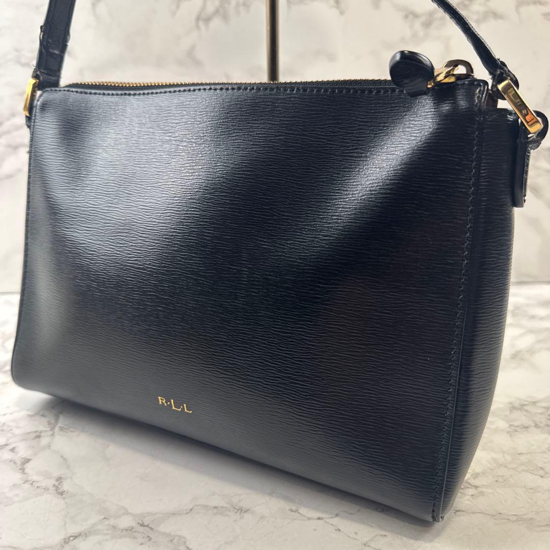RALPH LAUREN ラルフローレン 本革 レザー ミニショルダーバッグ 黒