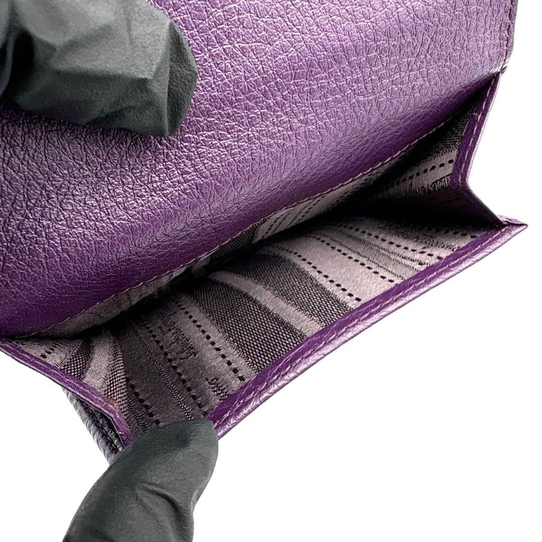 【極美品】 フェラガモ ガンチーニ 折り財布 パープル 紫 レザー 箱付