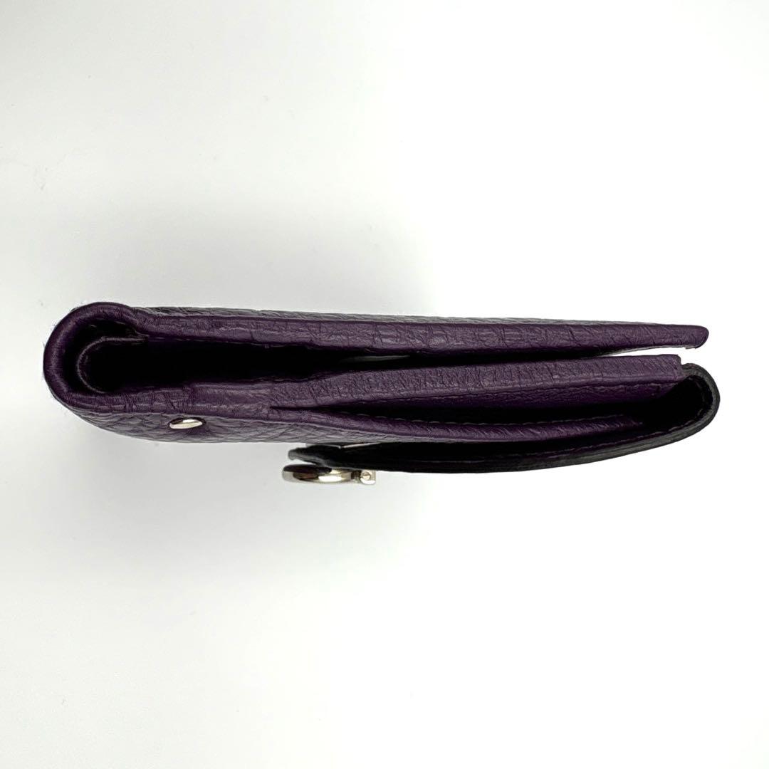 【極美品】 フェラガモ ガンチーニ 折り財布 パープル 紫 レザー 箱付