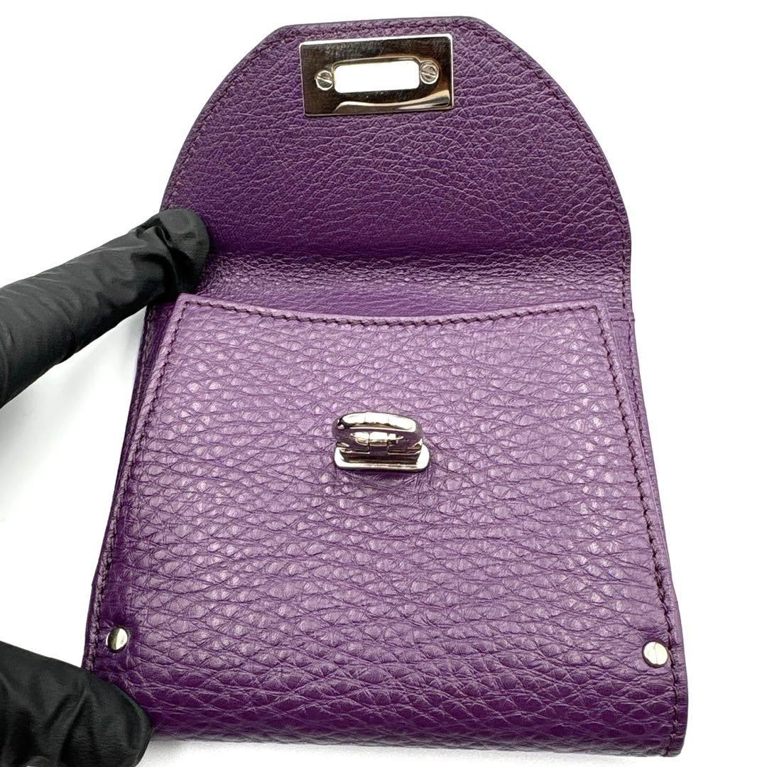 【極美品】 フェラガモ ガンチーニ 折り財布 パープル 紫 レザー 箱付