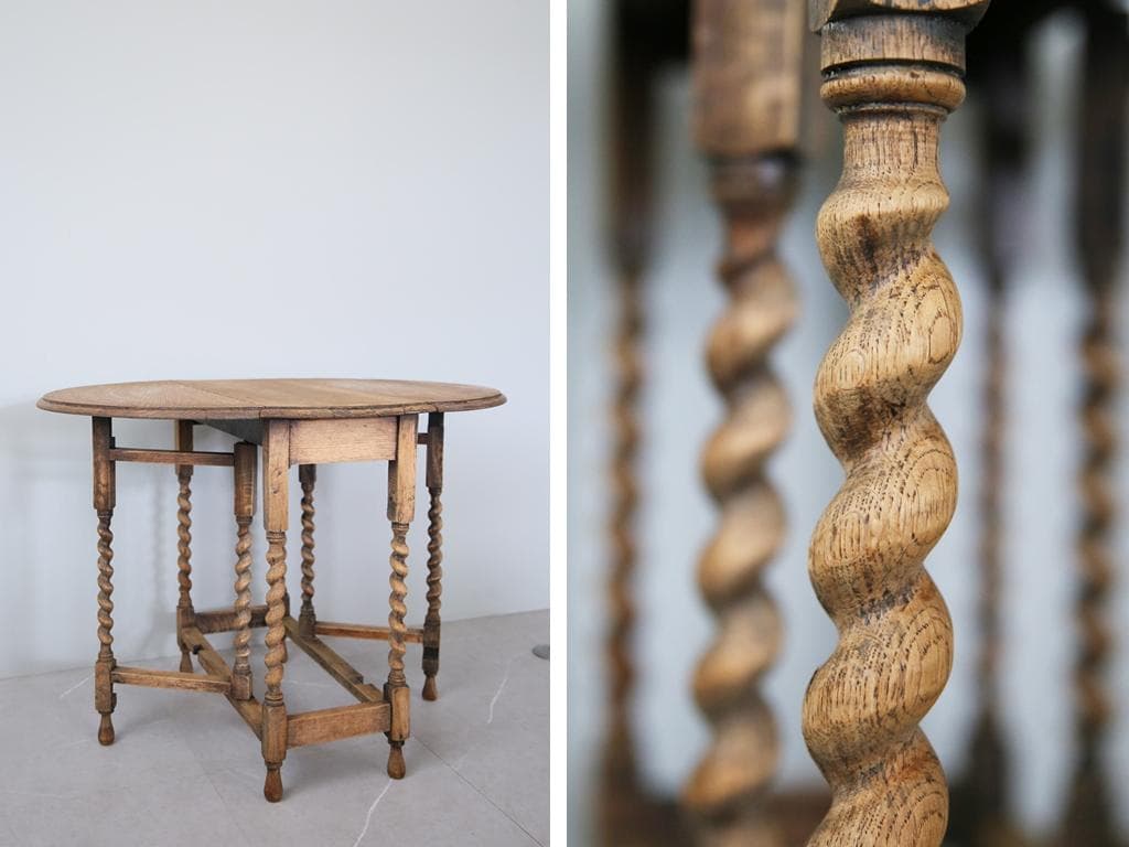 英国アンティーク木製ゲートレッグテーブル/ダイニング机バタフライ(89-172)