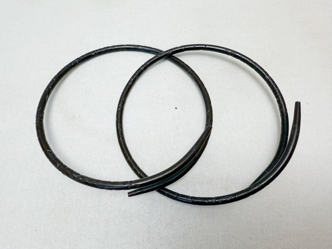 未使用 金工師 木村清五郎作 さび色虫喰い 釚鎖弦道具 釜環鎖 弦 釣釜道具共箱