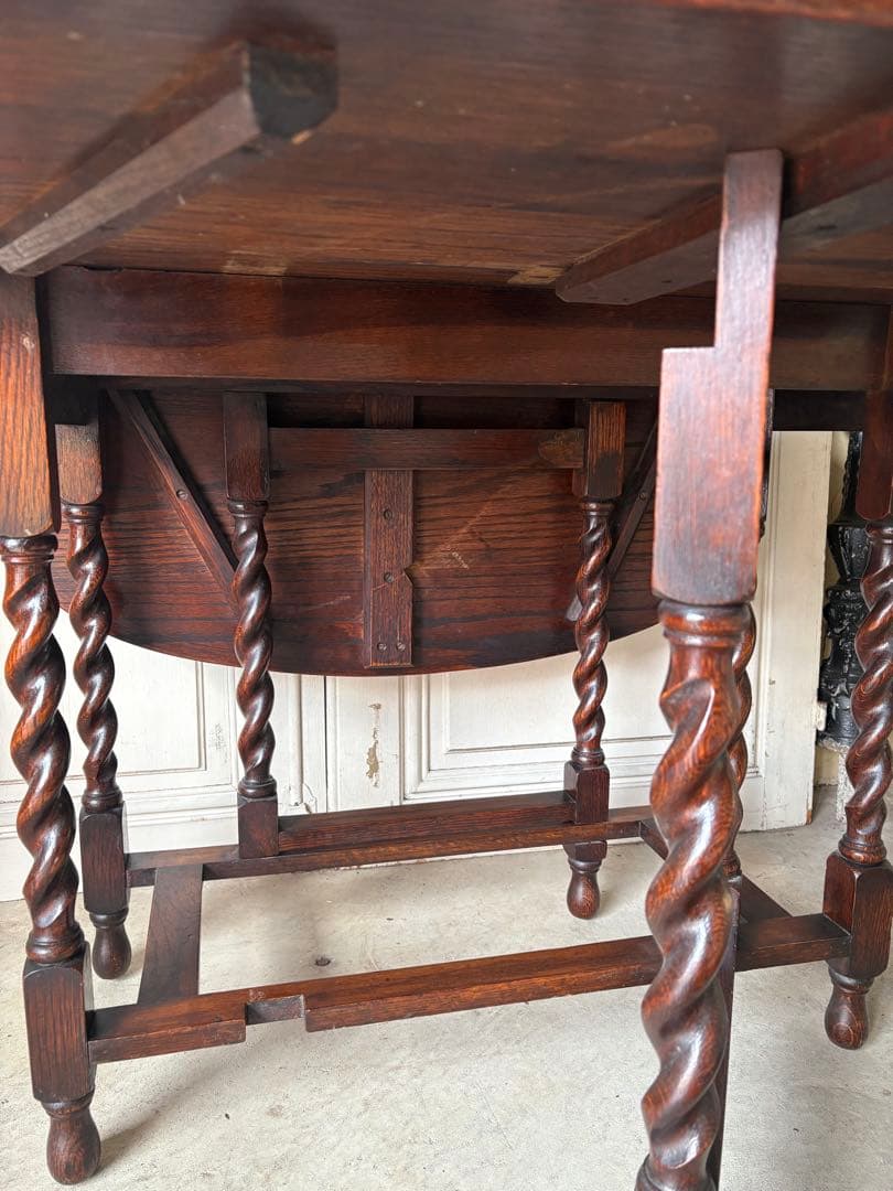 ゲートレッグテーブル/オーク/スピンドルレッグ