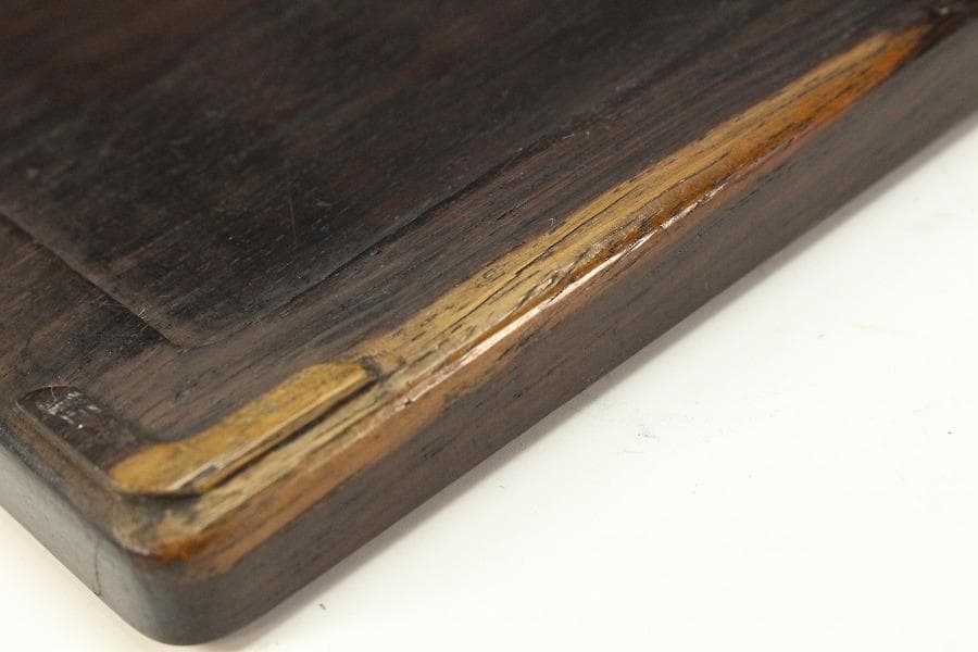 中国美術 端渓 刻霊芝 紫檀 題詞 箱 文房四宝(K-XA666)