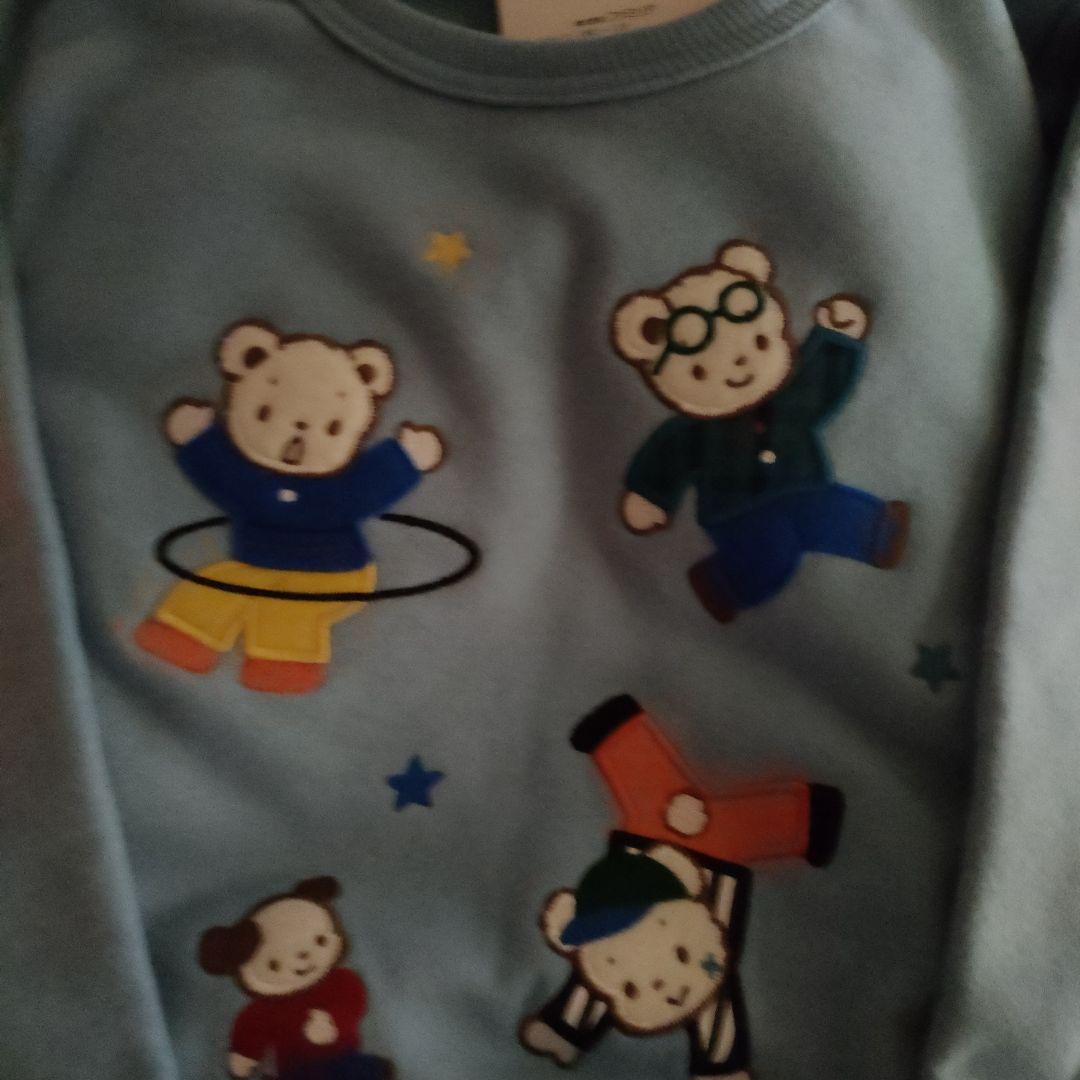 ファミリア水色 クマアップリケ トレーナー