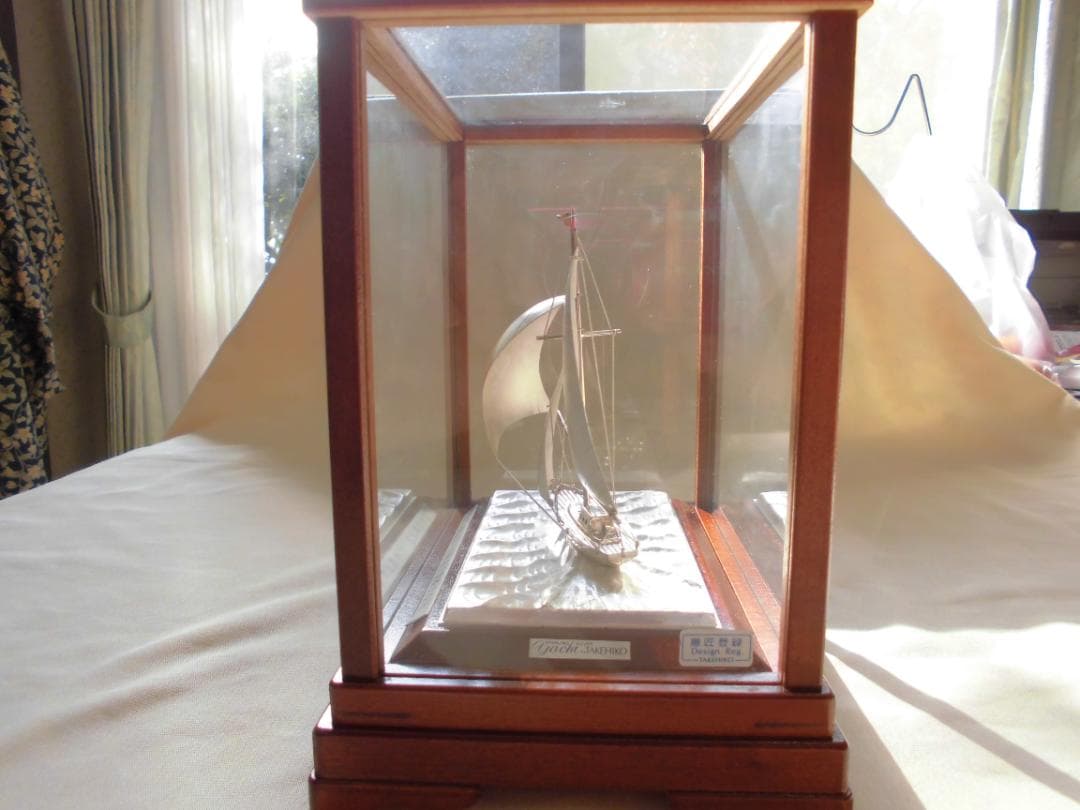 値下1000円【 銀製ヨット7号の置物 】銀製工芸品 TAKEHIKO（武比古）