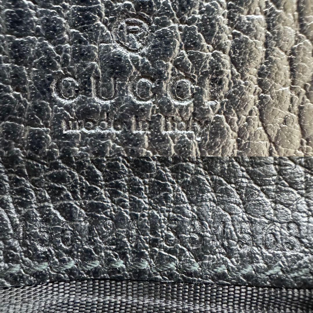 【美品】GUCCI　マーモント　二つ折り財布　GG　レザー　ブラック