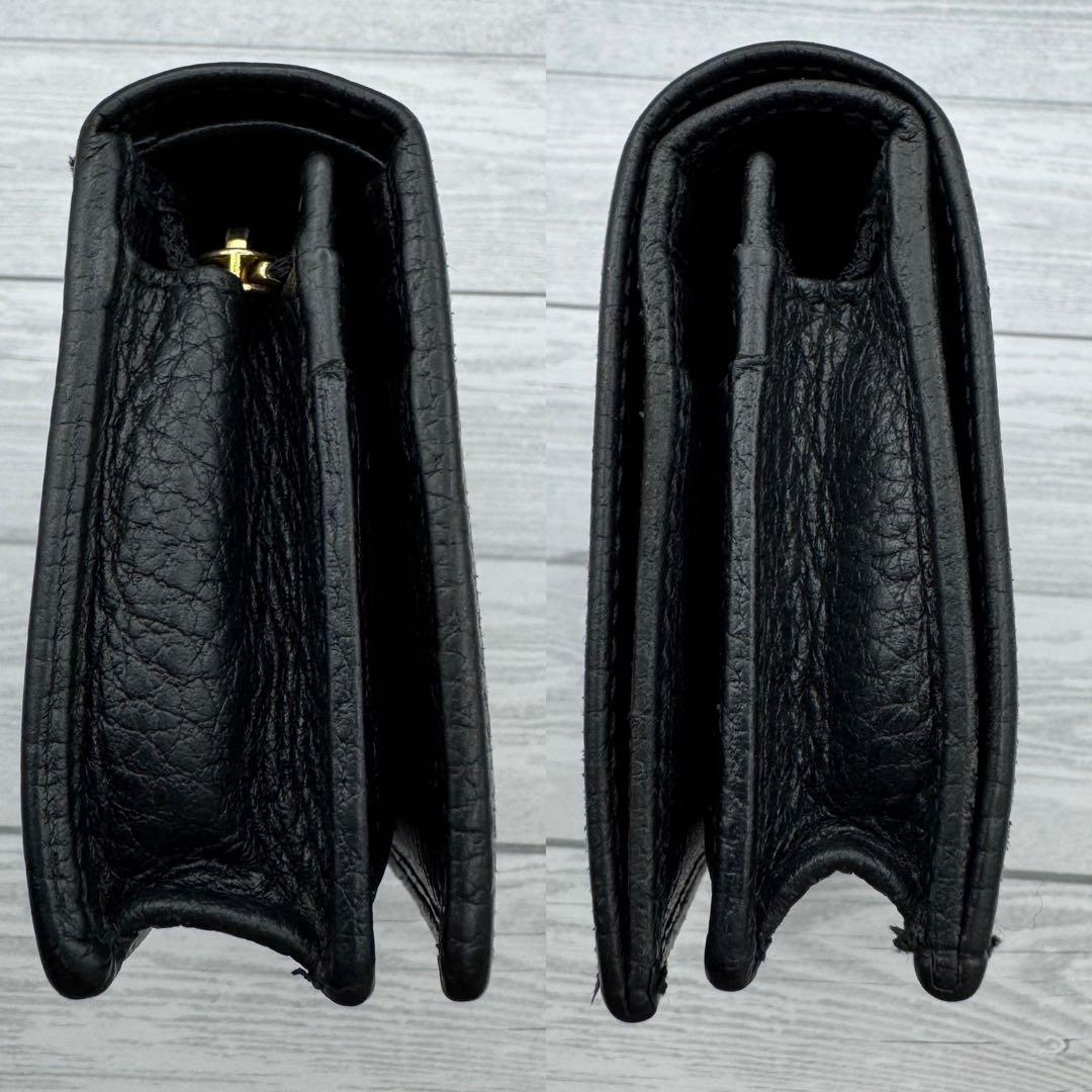 【美品】GUCCI　マーモント　二つ折り財布　GG　レザー　ブラック