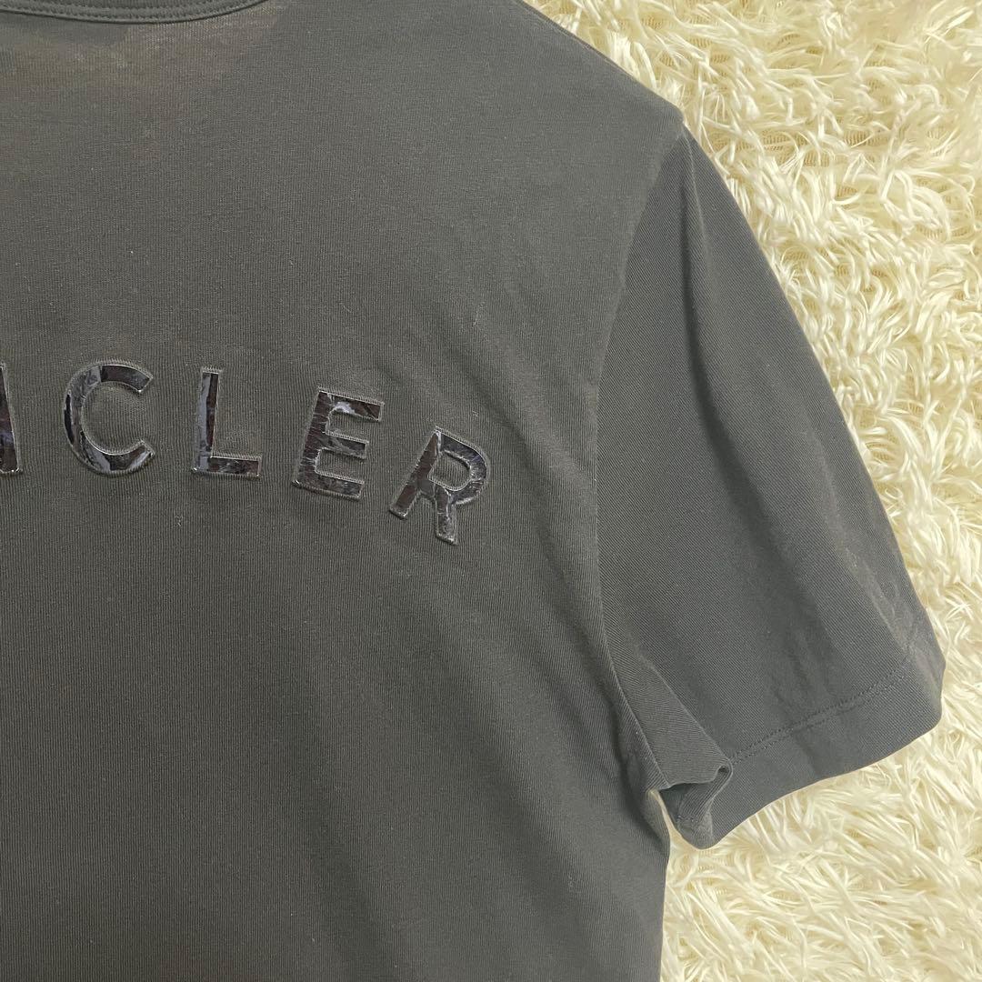 【特別価格】MONCLER ラバー　ロゴ Tシャツ 黒 半袖 立体ロゴ　英字