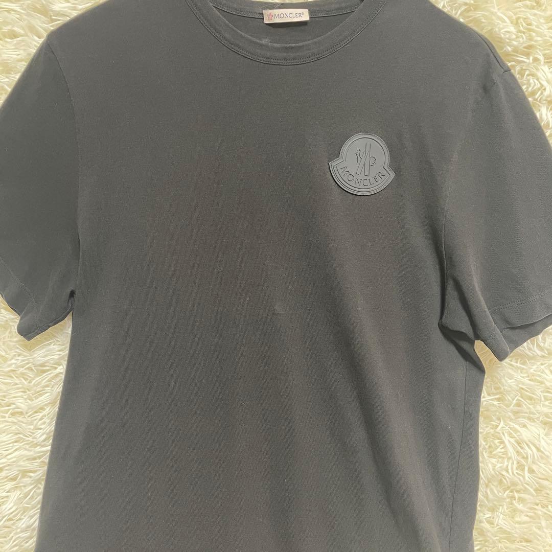 【特別価格】MONCLER ラバー　ロゴ Tシャツ 黒 半袖 立体ロゴ　英字