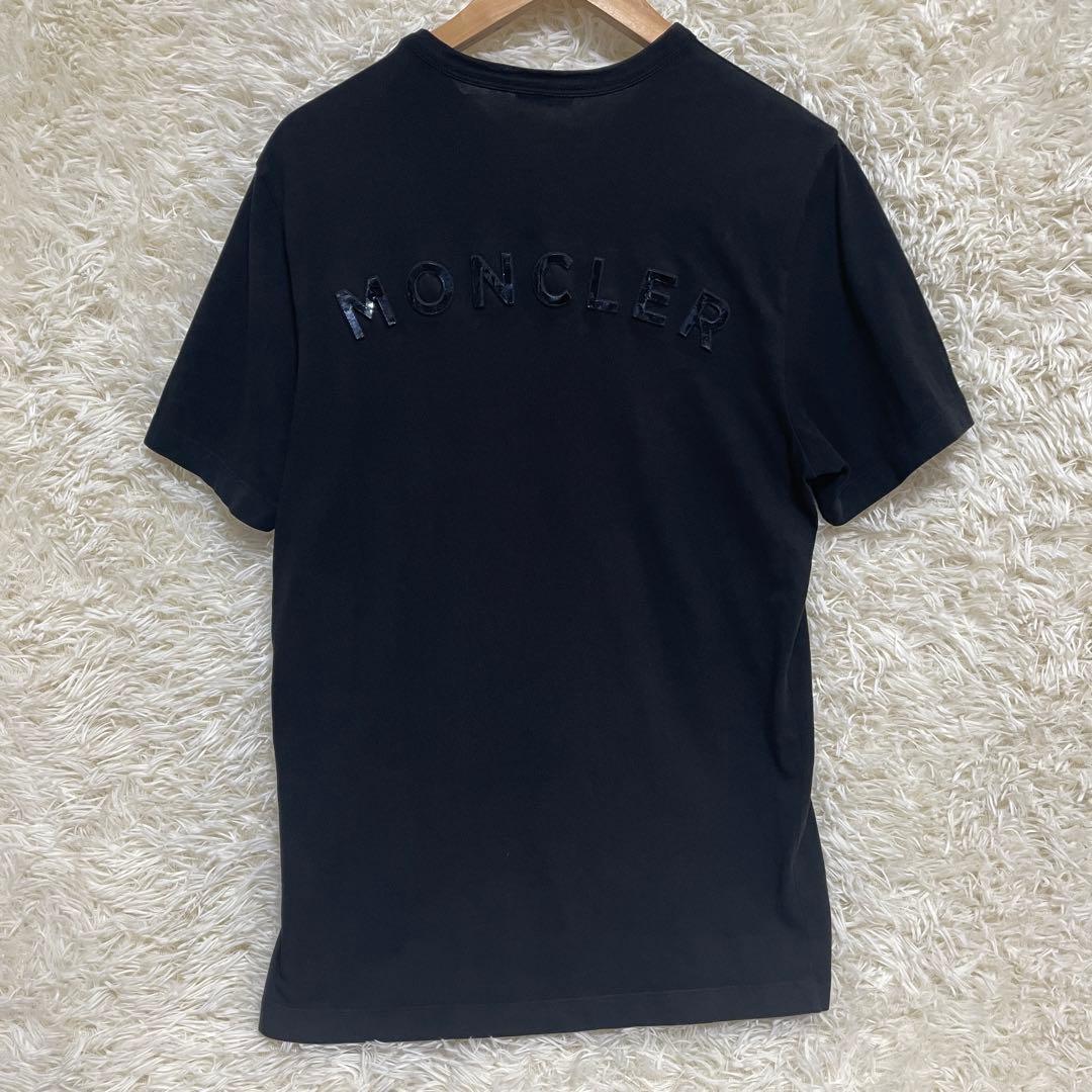 【特別価格】MONCLER ラバー　ロゴ Tシャツ 黒 半袖 立体ロゴ　英字