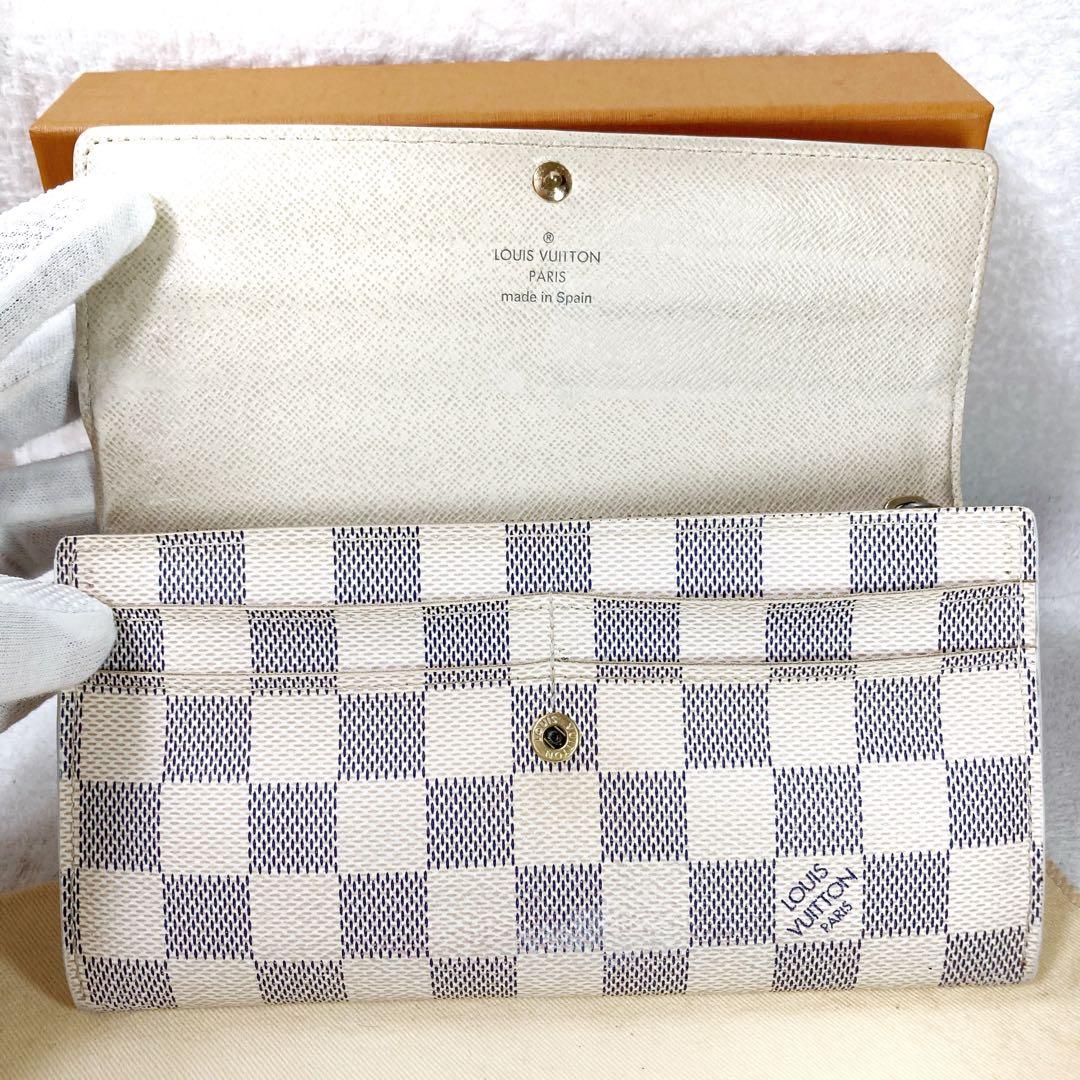 【美品】ルイヴィトン ☆ポルトフォイユサラ ダミエ アズール 長財布