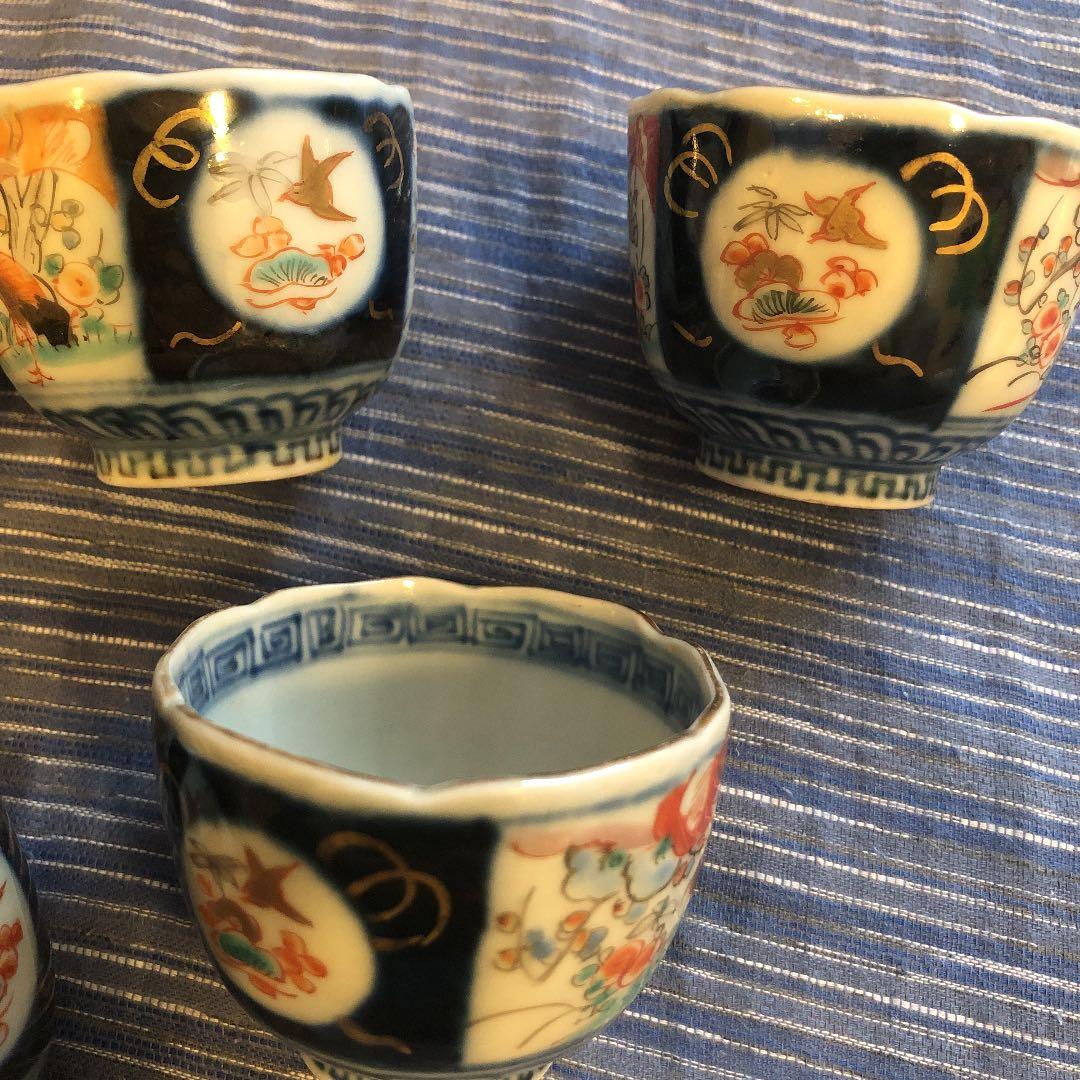 色絵江戸後期ぐい呑器セット