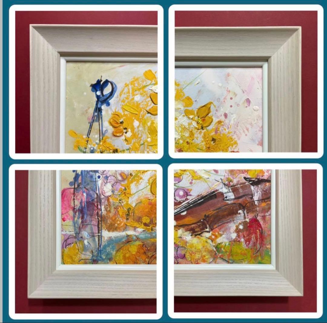 絵画・額縁・油絵・池田秀郎・楽器と花・F4号・美術品・インテリア・新品未使用