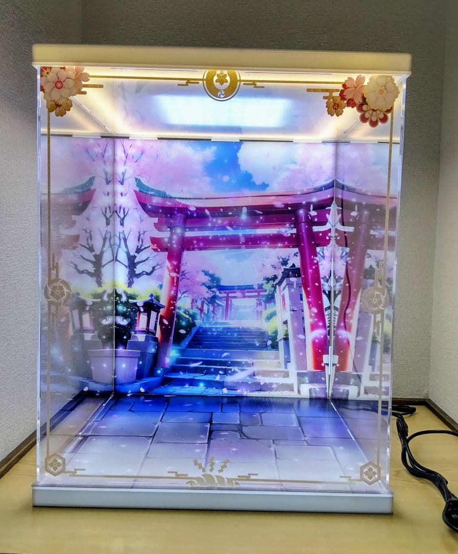 初音ミク日本人形コレクションケースLEDライト付き（照明3箇所、上下+背景）