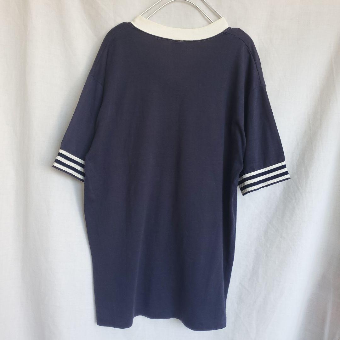 70's~80's sportswear フットボールTシャツ ネイビー キャラ