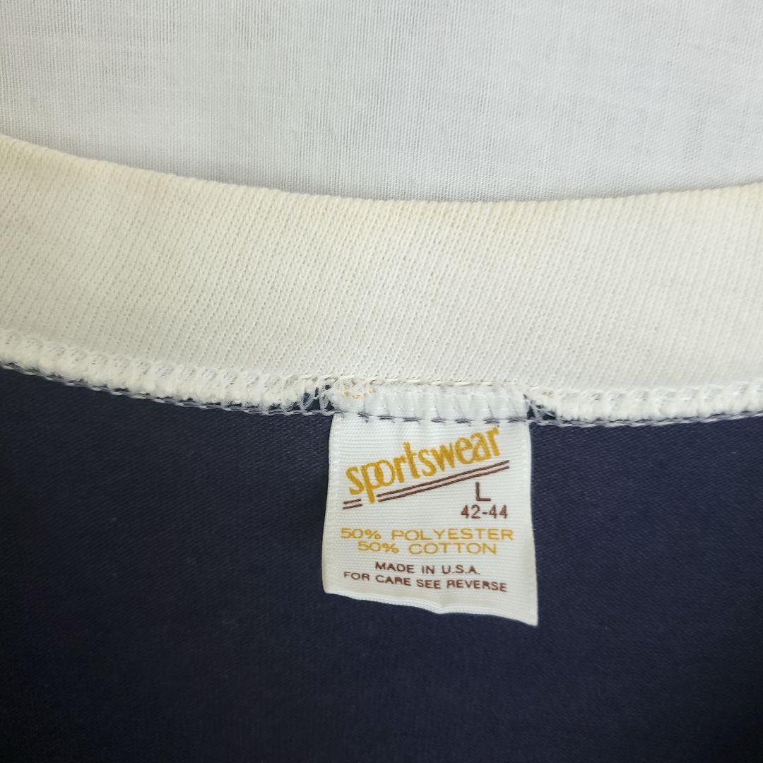 70's~80's sportswear フットボールTシャツ ネイビー キャラ