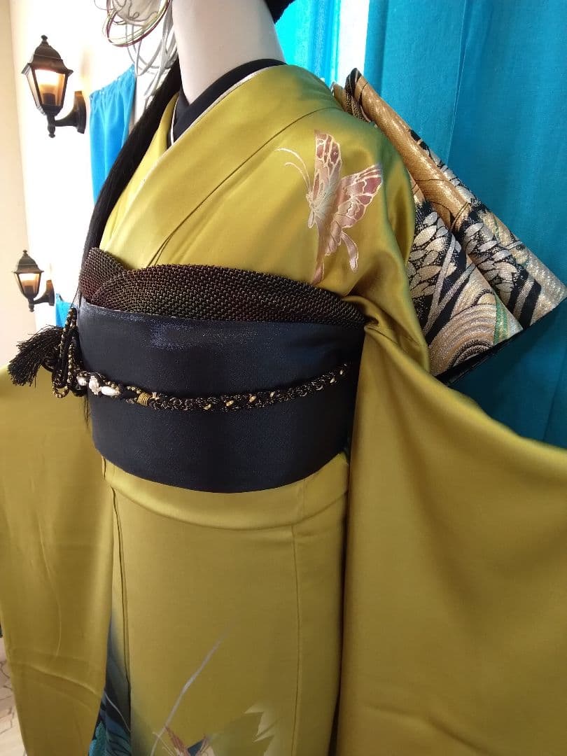 【専用です】正絹振袖成人式、重ね衿、帯揚げ帯締め、西陣袋帯、襦袢、ファー付き