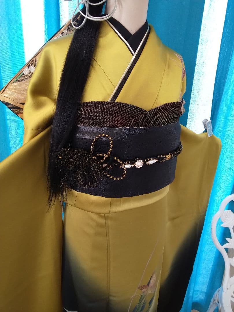 【専用です】正絹振袖成人式、重ね衿、帯揚げ帯締め、西陣袋帯、襦袢、ファー付き