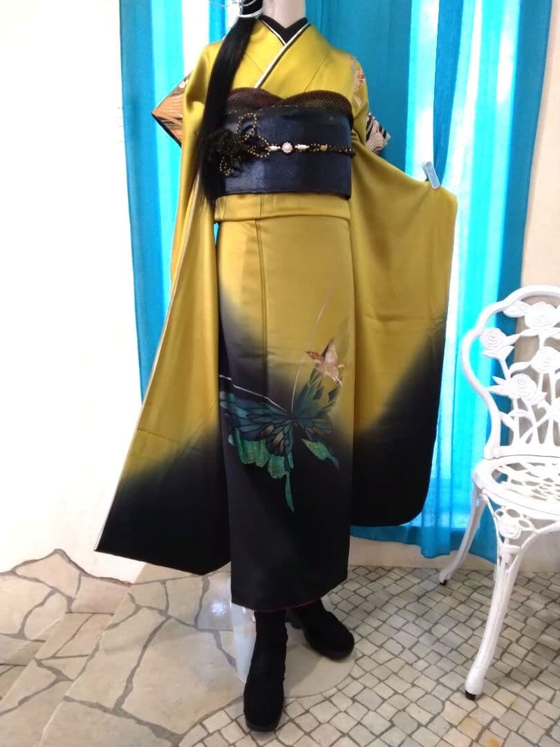 【専用です】正絹振袖成人式、重ね衿、帯揚げ帯締め、西陣袋帯、襦袢、ファー付き