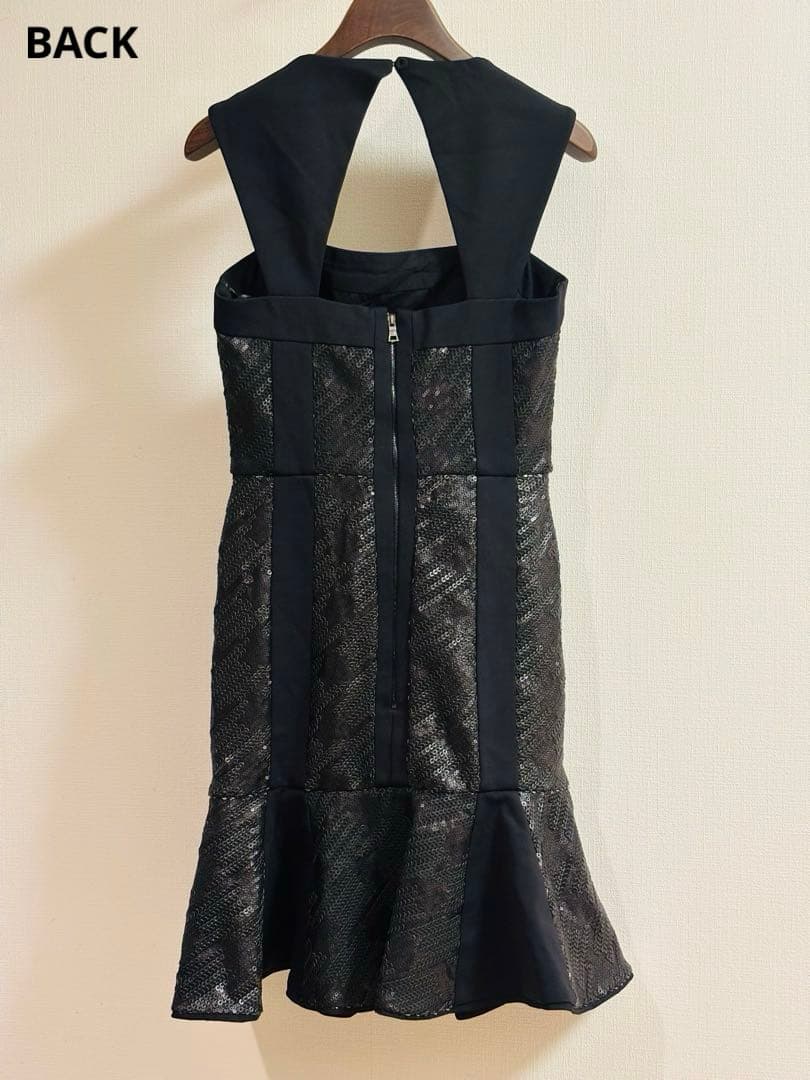 BCBGMAXAZRIA フィット スパンコール フラウンス ドレス 0