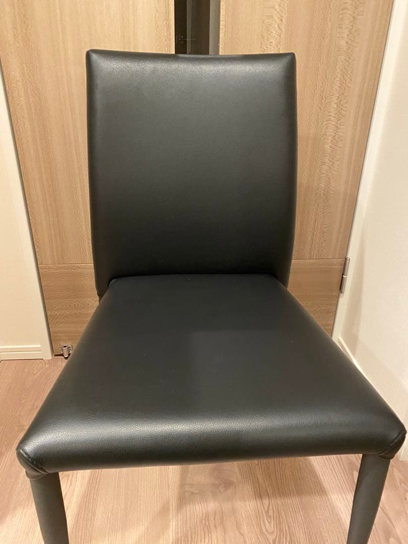 【しずく】ダイニングチェア「パシオン」PVC ブラック×2脚