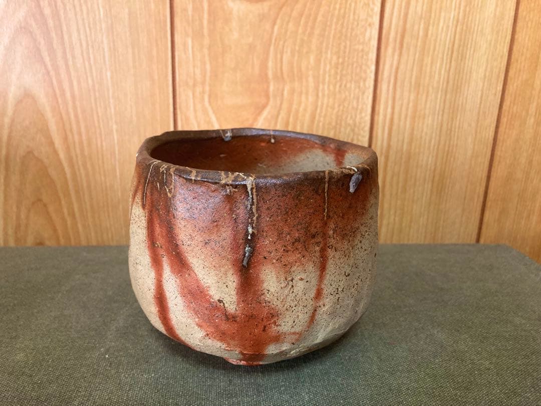末廣学 備前焼 緋襷茶碗 (検索 焼き締め 森陶岳 火襷