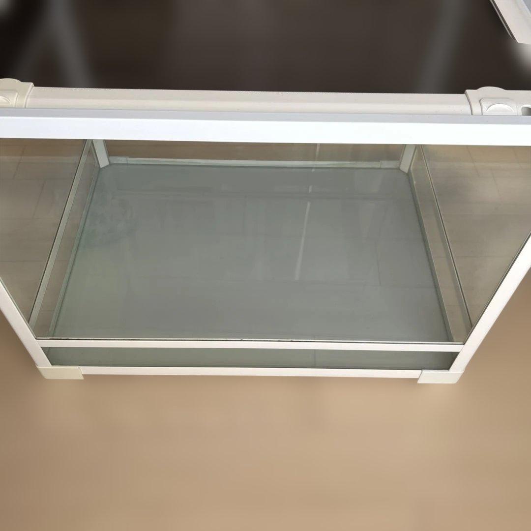 飼育ケージ 透明ガラス メッシュ蓋付き　付属品3個　爬虫類ケージ