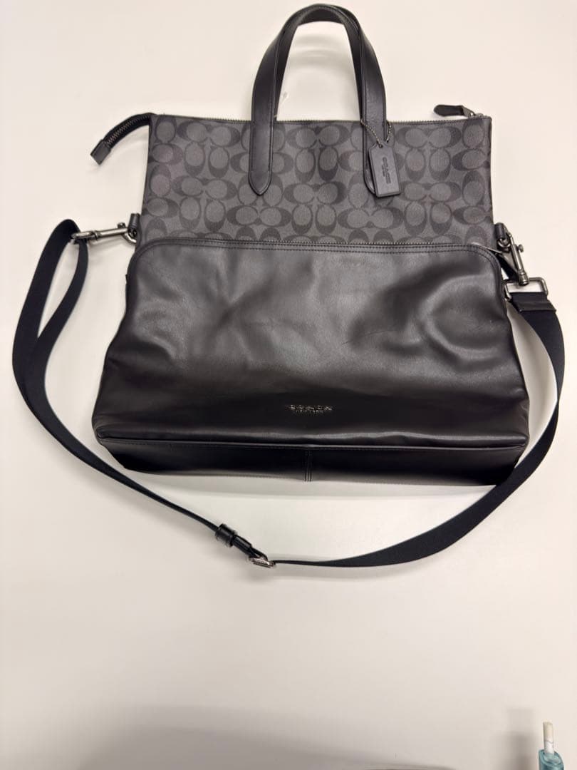 【新品未使用】COACH ブラック レザービジネスバッグ