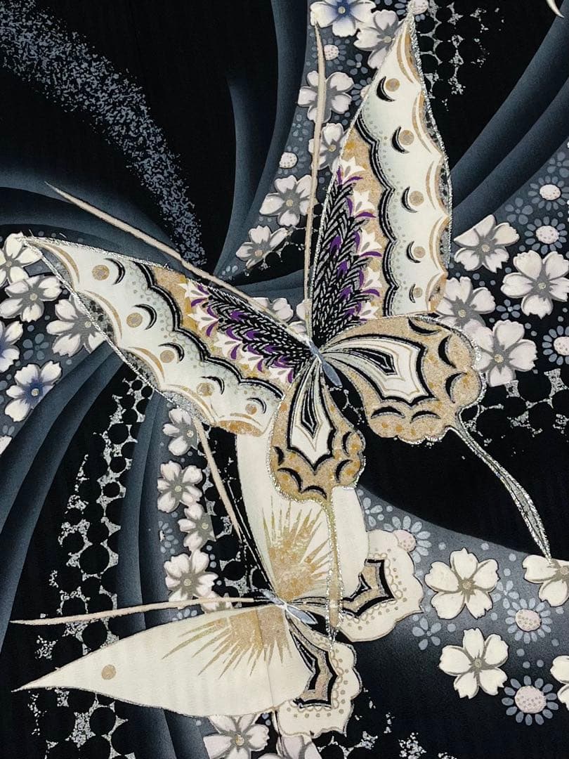 振袖 銀刺繍 銀彩 金彩 蝶 紋意匠 ガード加工済 S200