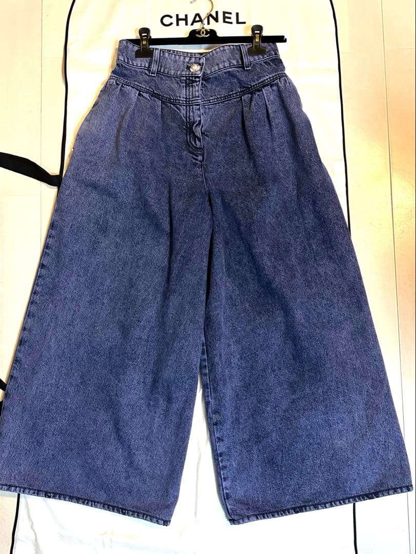 CHANEL デニムワイドパンツ