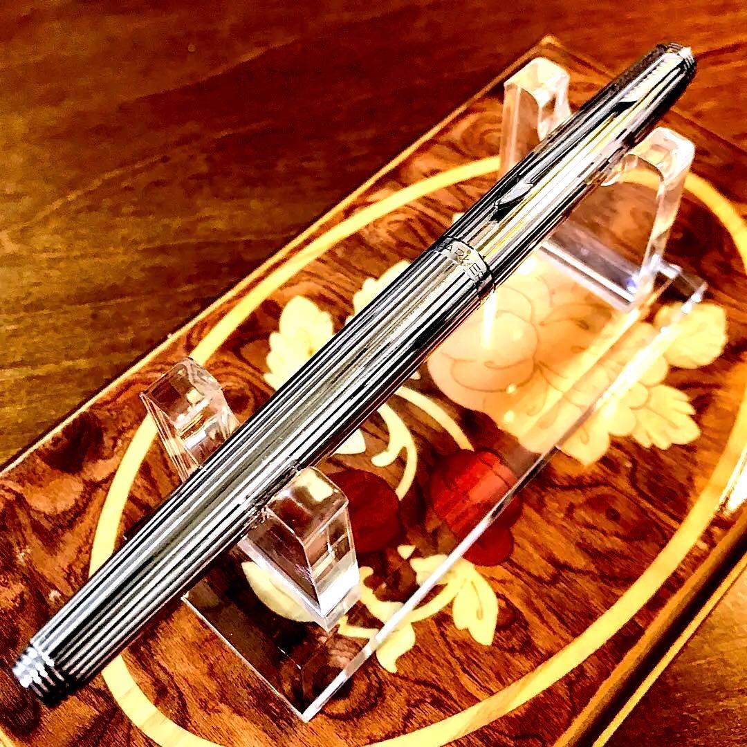 ☆超絶的な美品☆美しいパーカーシルバー万年筆14K(M)超希少品