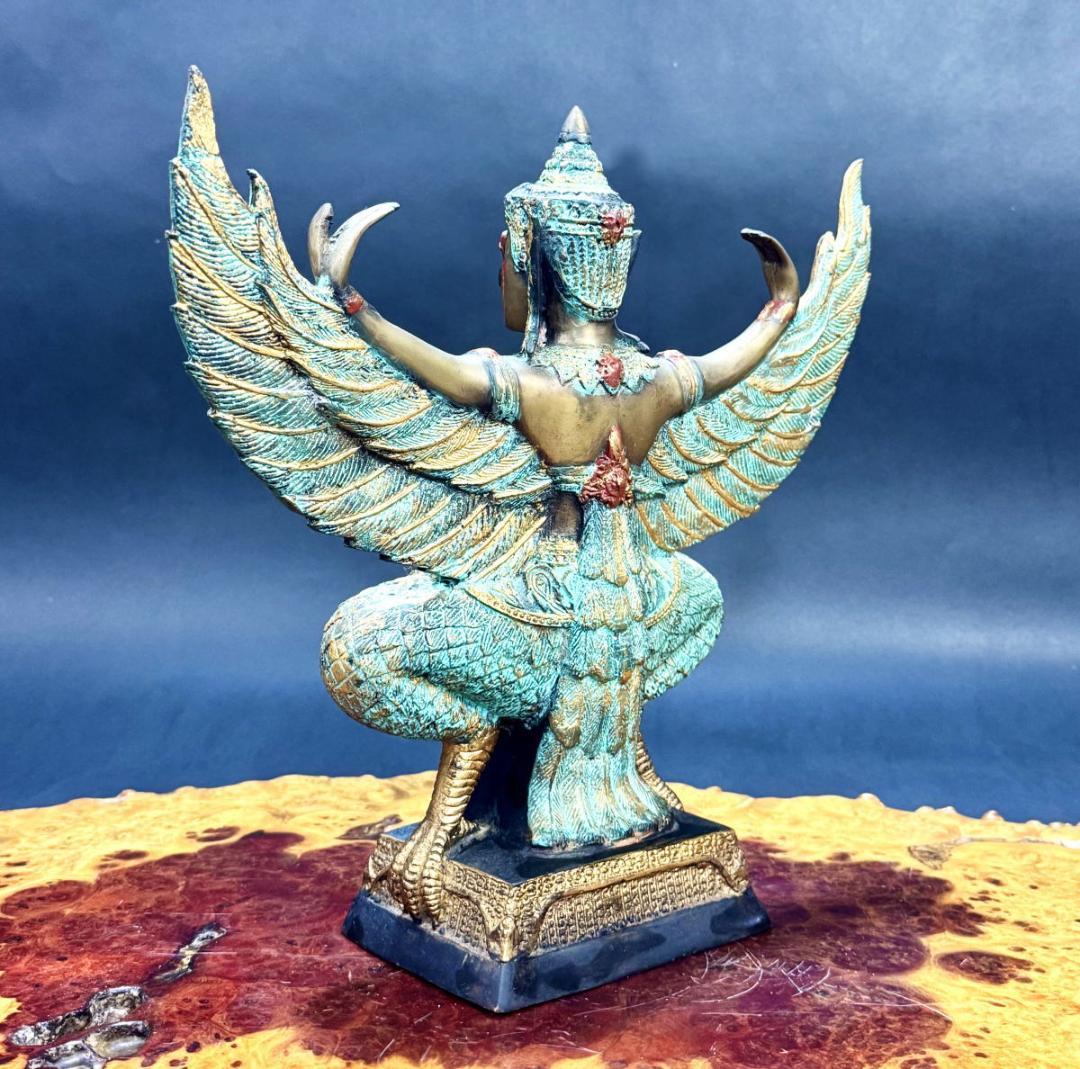 銅製彩絵ガルーダ像 仏像 神像 鳥の王 古美術 ヒンドゥー教伝世品WWST078