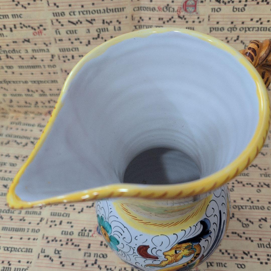 イタリア伝統工芸 デルータ焼 ドラゴン花模様ピッチャー ラファエレスク