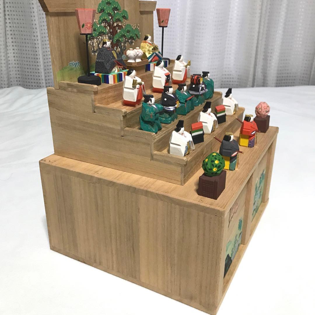 【美品・レア物】奈良一刀彫　ひな壇　雛人形15人揃　神泉作