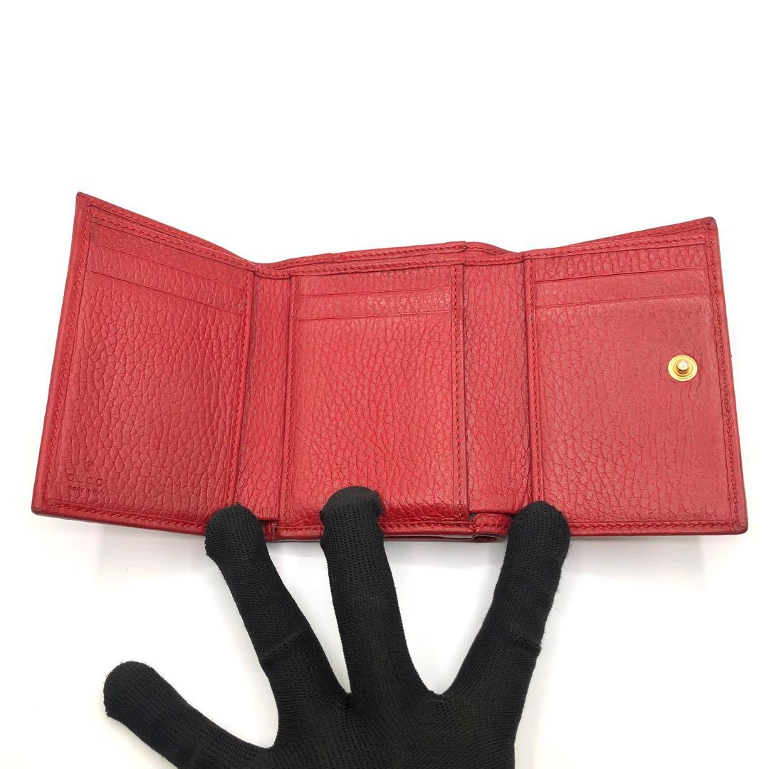 グッチ マーモント 三つ折り財布 レッド レザー