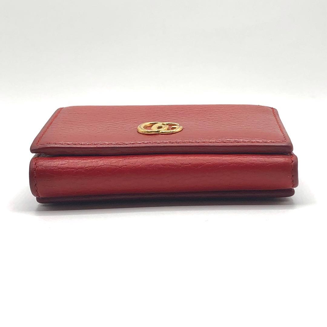 グッチ マーモント 三つ折り財布 レッド レザー
