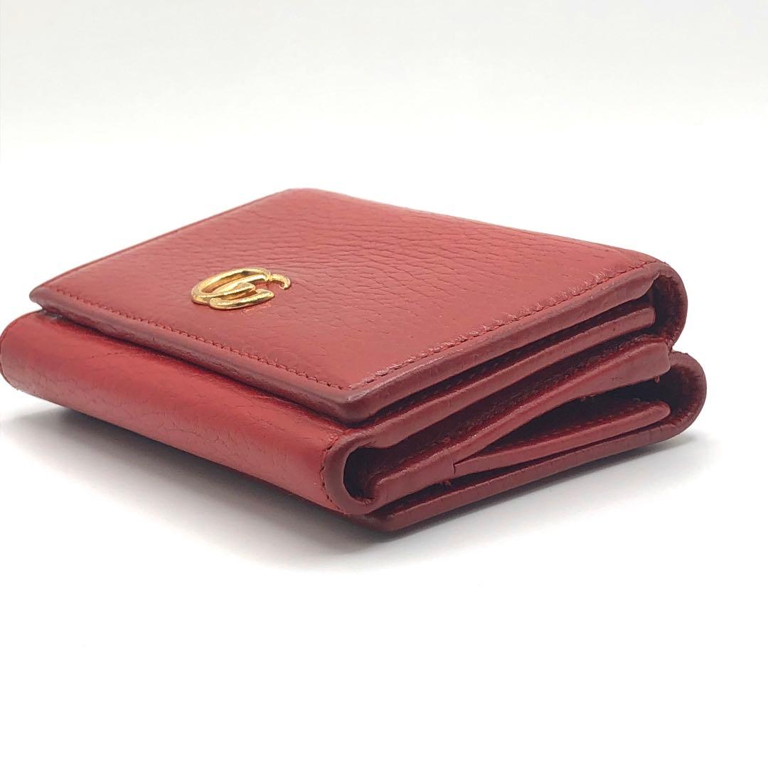 グッチ マーモント 三つ折り財布 レッド レザー