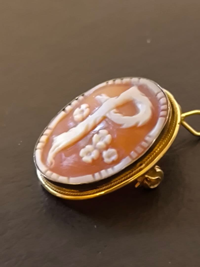 イニシャル 　P　カメオ 　イタリア製　925 シルバー　ブローチ