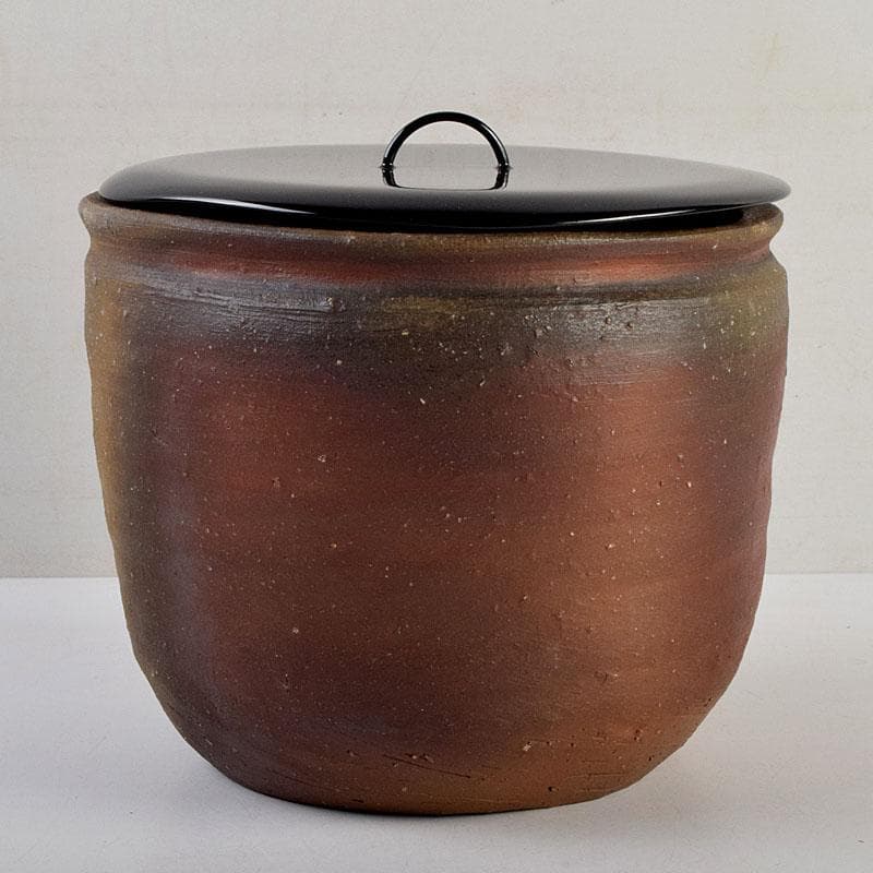 茶道具　備前焼　小山末廣作　一重口水指　共布共箱　C　9163D