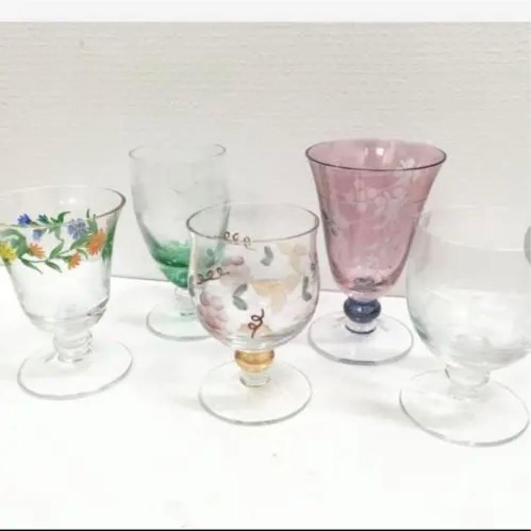 希少Belle handpaint collection高杯ワイングラス5客桐箱