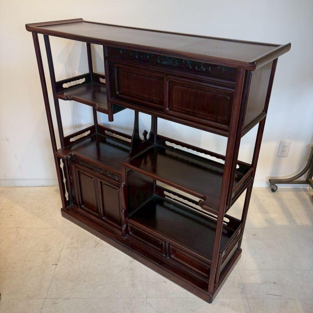 唐木家具 花梨 茶箪笥 飾り棚 日本式茶棚　筆返し　サイドボード ビンテージ