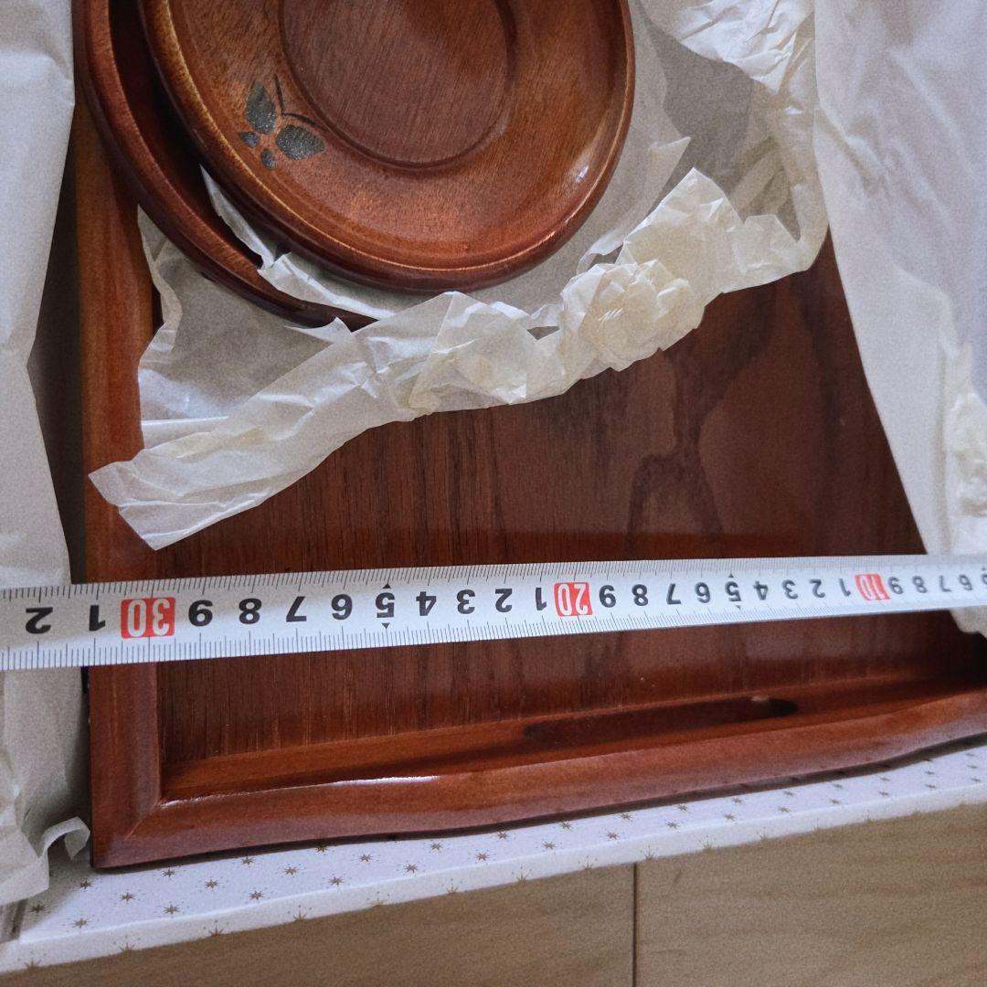 山中漆器　伝統工芸品　天然木　トレーと茶托5枚セット