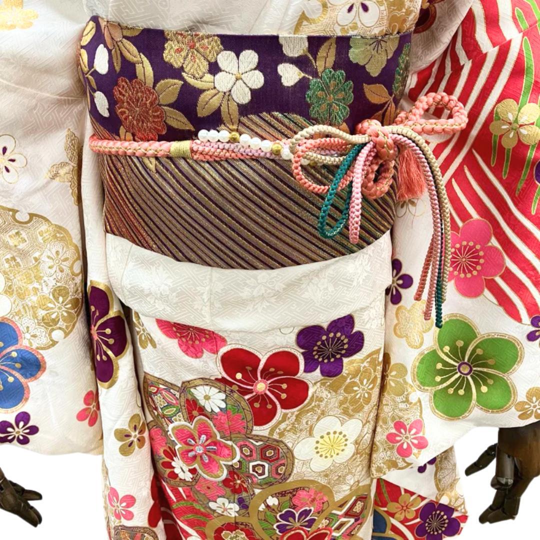 ≪早い者勝ち≫【美品】 振袖 正絹 古典柄 成人式 単品 白 S*110 ●