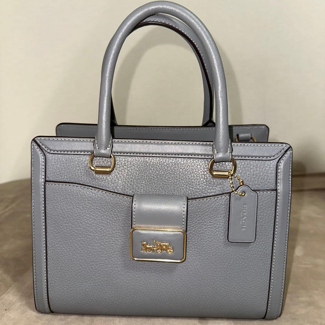 purin グレー レザー ショルダー・ハンドバッグ